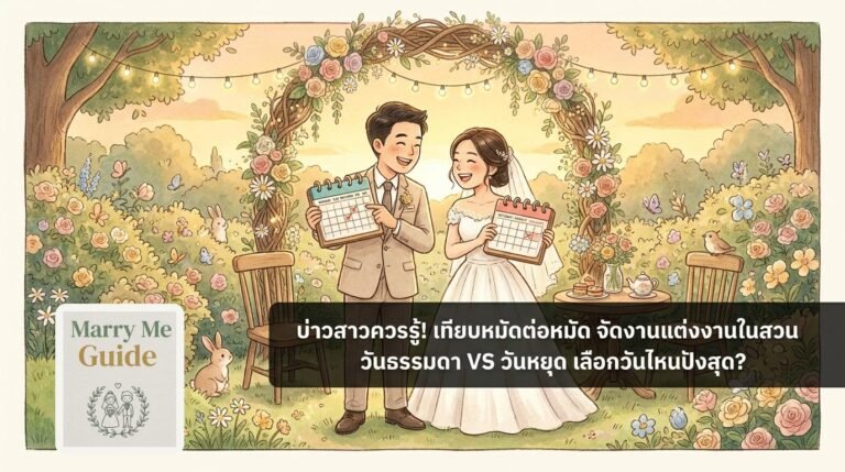 บ่าวสาวควรรู้! เทียบหมัดต่อหมัด จัดงานแต่งงานในสวน วันธรรมดา VS วันหยุด เลือกวันไหนปังสุด? | Marry Me Guide